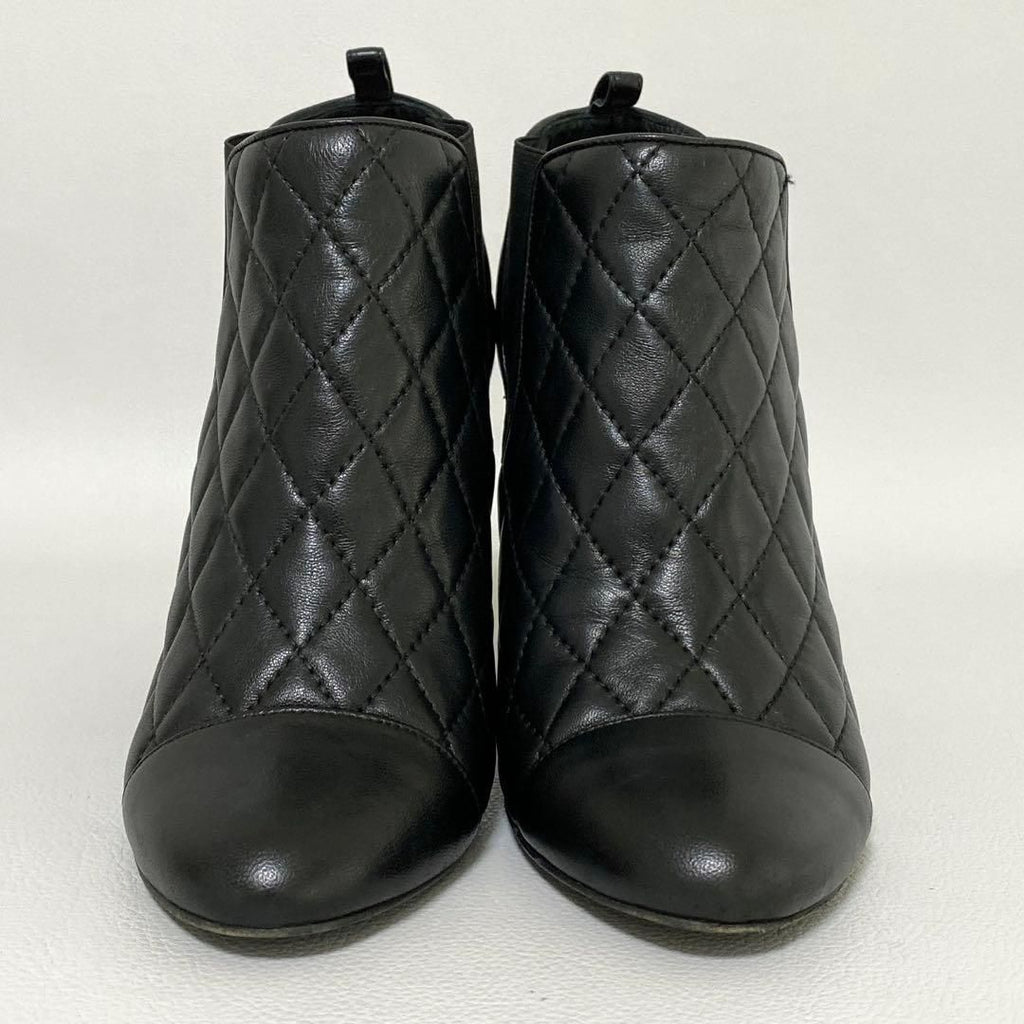 Chanel Quilted Side Gore Boots 36 Black Heel — view 3