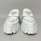Prada Monolith Brushed Leather Loafers 36 White — view 3