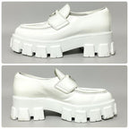 Prada Monolith Brushed Leather Loafers 36 White — view 5