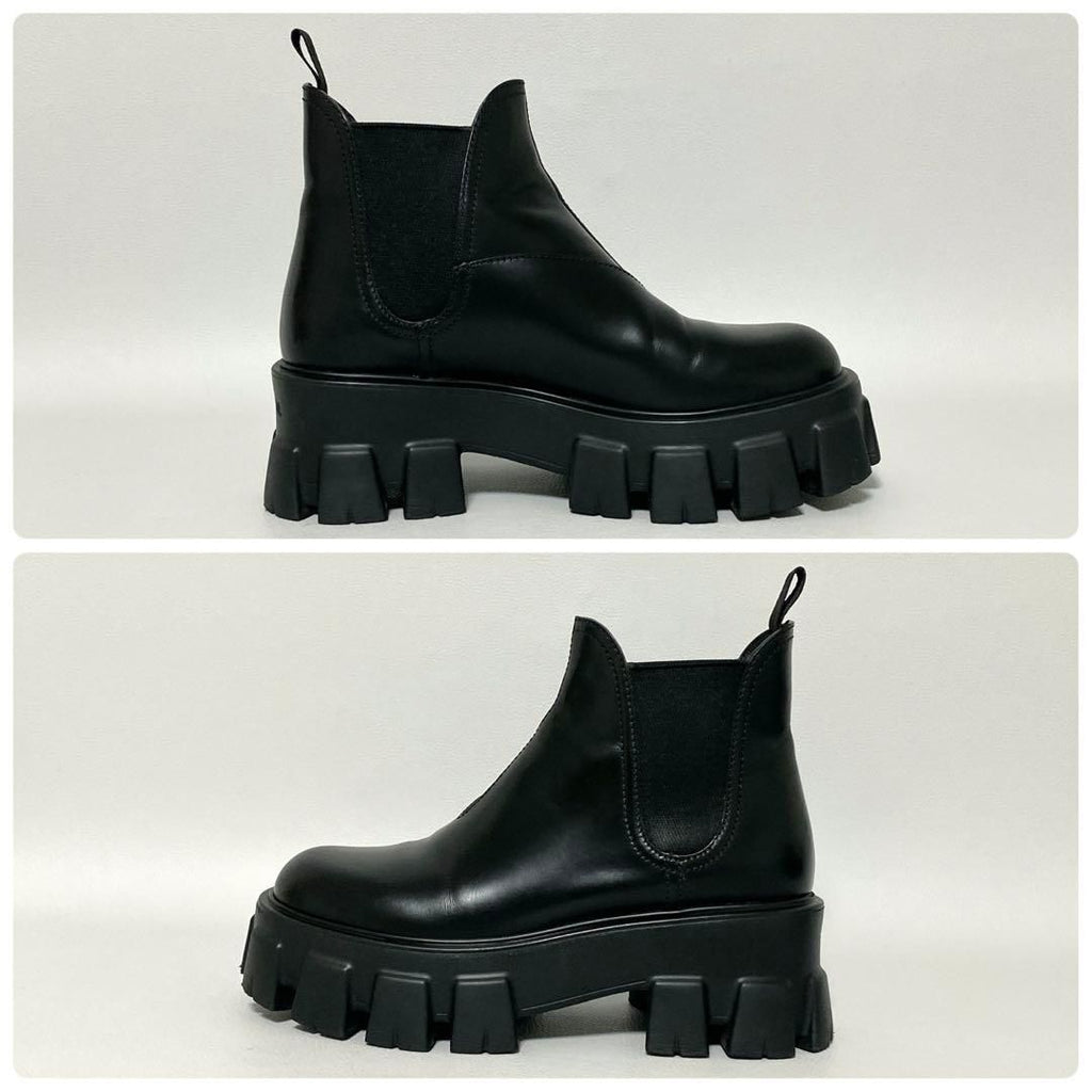 Prada Monolith Side Gore Boots 35.5 Black Short — view 5