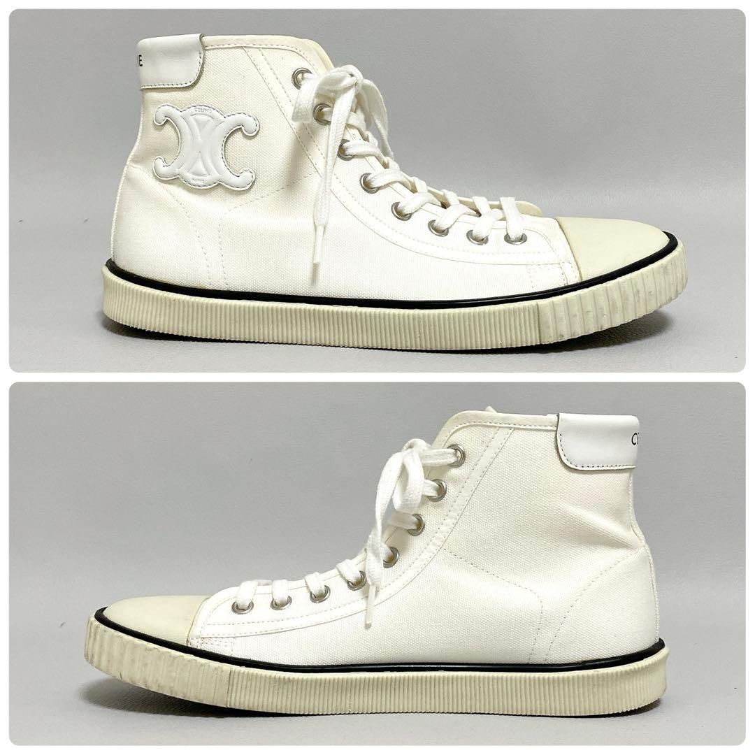 Celine Triomphe Canvas High Cut Sneakers 37 White — view 5