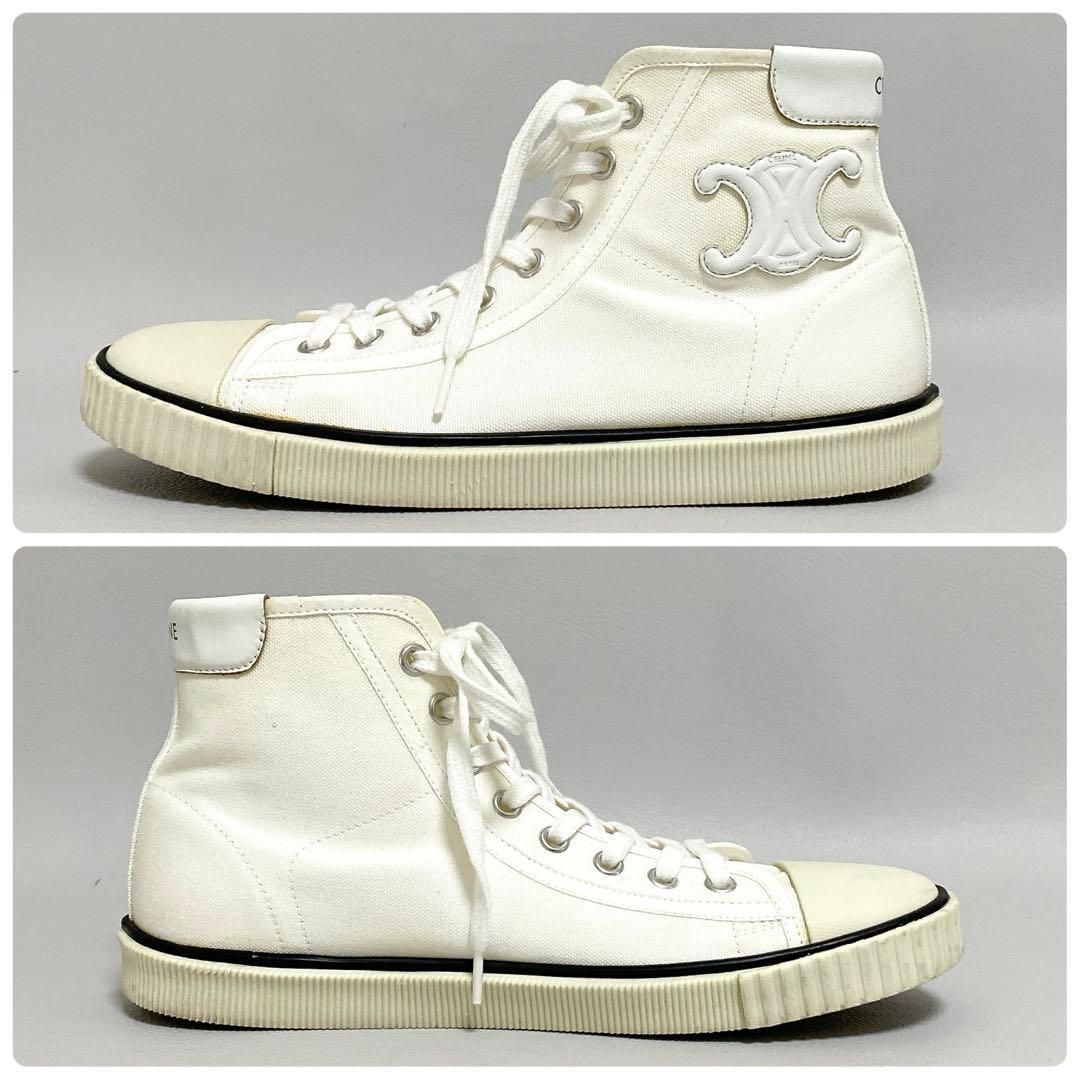 Celine Triomphe Canvas High Cut Sneakers 37 White — view 6