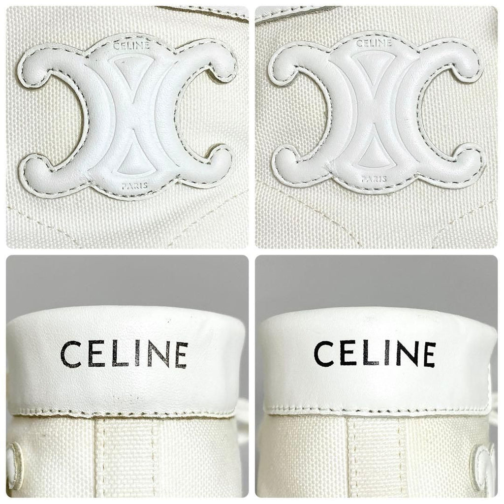 Celine Triomphe Canvas High Cut Sneakers 37 White — view 8