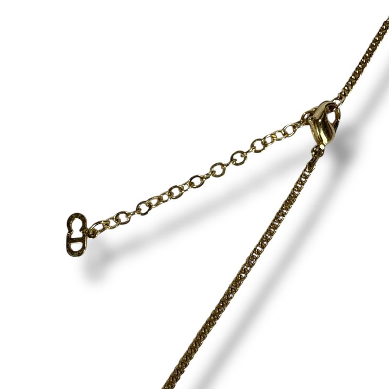 Christian Dior Rhinestone Oval Shape Necklace Gold Hardware Vintage — view 7