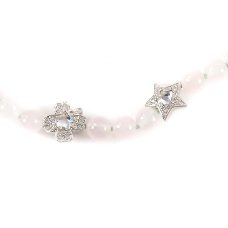 Chanel 2025 B25 P Natural Stone Rhinestone Necklace White Pink Silver — view 9