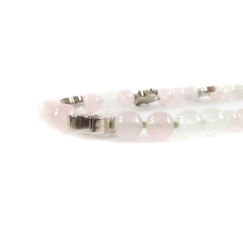Chanel 2025 B25 P Natural Stone Rhinestone Necklace White Pink Silver — view 7