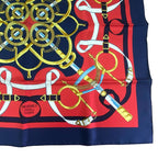 Hermes Carre 90 Scarf Eperon D'or Golden Spurs 100% Silk Navy Red Box — view 6
