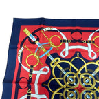 Hermes Carre 90 Scarf Eperon D'or Golden Spurs 100% Silk Navy Red Box — view 3