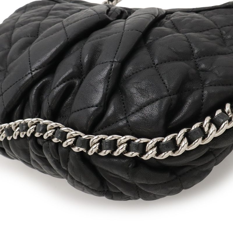 Chanel Quilted Chain Around Shoulder Lambskin Leather Black — view 4