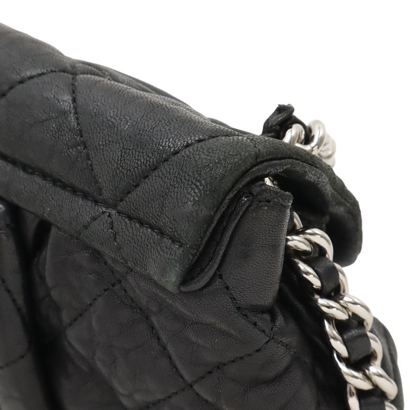 Chanel Quilted Chain Around Shoulder Lambskin Leather Black — view 5