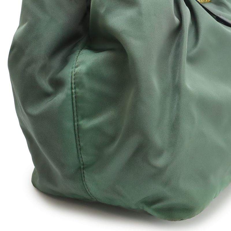 Prada Gathered Ribbon Handbag Braided Handle 2-Way Shoulder Bag Nylon Ardesia — view 9