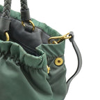 Prada Gathered Ribbon Handbag Braided Handle 2-Way Shoulder Bag Nylon Ardesia — view 6