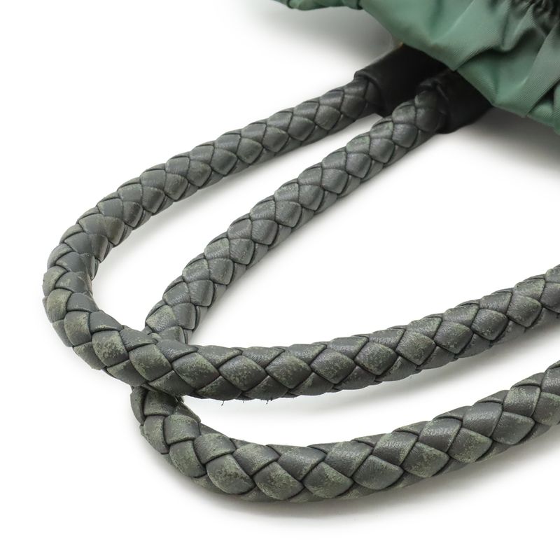 Prada Gathered Ribbon Handbag Braided Handle 2-Way Shoulder Bag Nylon Ardesia — view 5