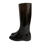 Fendi Zucca FF Logo Pattern Rubber Rain Boots Long Size 39 — view 2