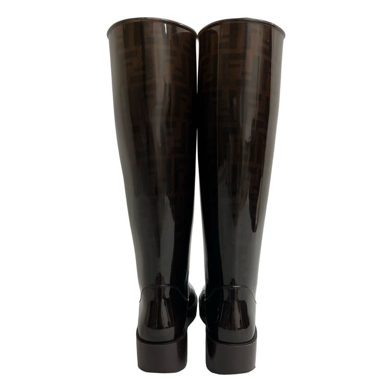Fendi Zucca FF Logo Pattern Rubber Rain Boots Long Size 39 — view 4