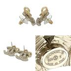 Chanel Coco Mark Ribbon Motif GP Rhinestone Earrings Accessories 24BK — view 3