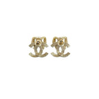 Chanel Coco Mark Ribbon Motif GP Rhinestone Earrings Accessories 24BK — view 5