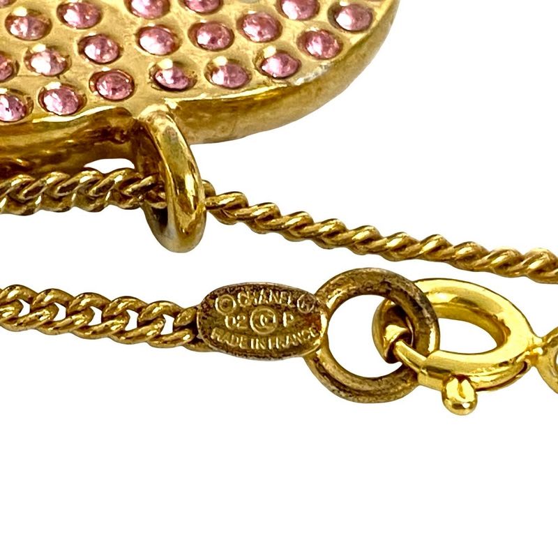 Chanel Coco Mark Motif GP Rhinestone Chain Necklace Pendant 02P — view 3