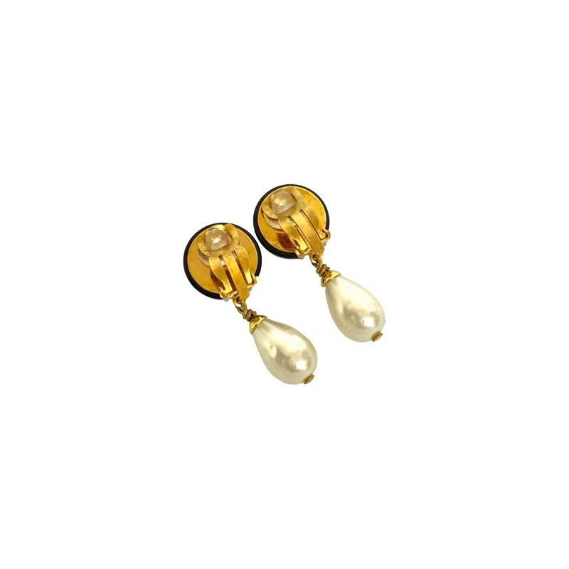 Chanel Vintage Coco Mark GP Faux Pearl Earrings Ear Cuff Accessory 96P — view 5