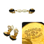 Chanel Vintage Coco Mark GP Faux Pearl Earrings Ear Cuff Accessory 96P — view 3
