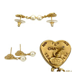 Chanel Coco Mark Heart Motif GP Faux Pearl Earrings Accessories 04A — view 3