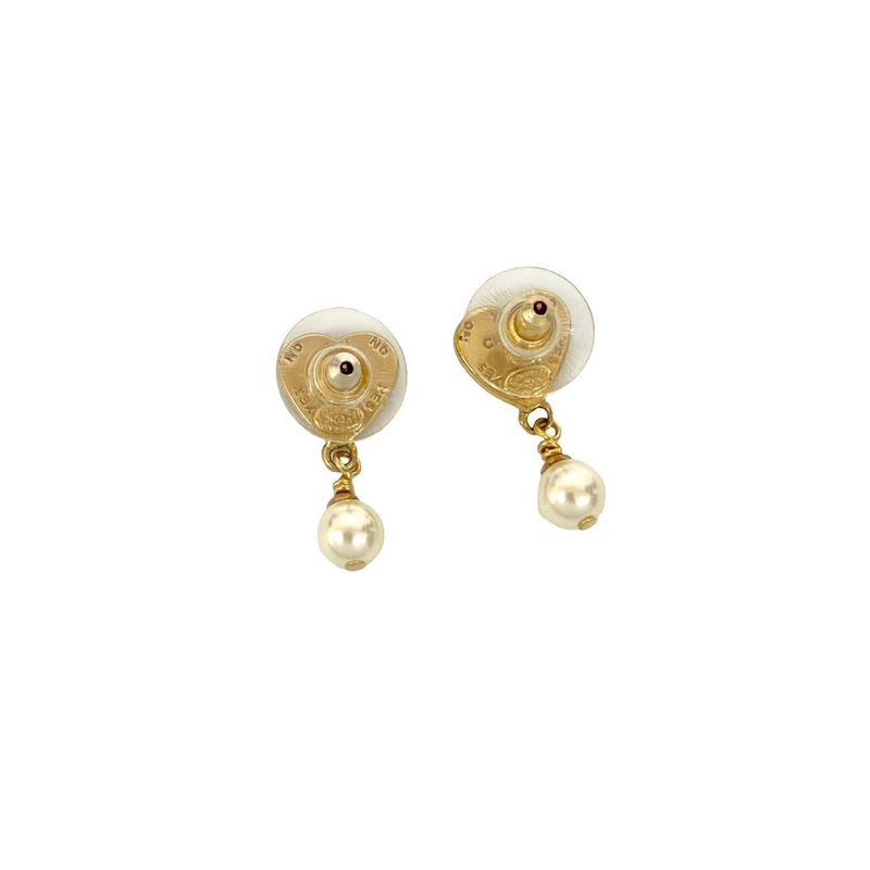 Chanel Coco Mark Heart Motif GP Faux Pearl Earrings Accessories 04A — view 5