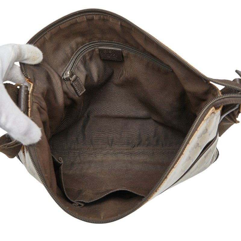Gucci GG Crystal Crossbody Bag Beige Brown Leather