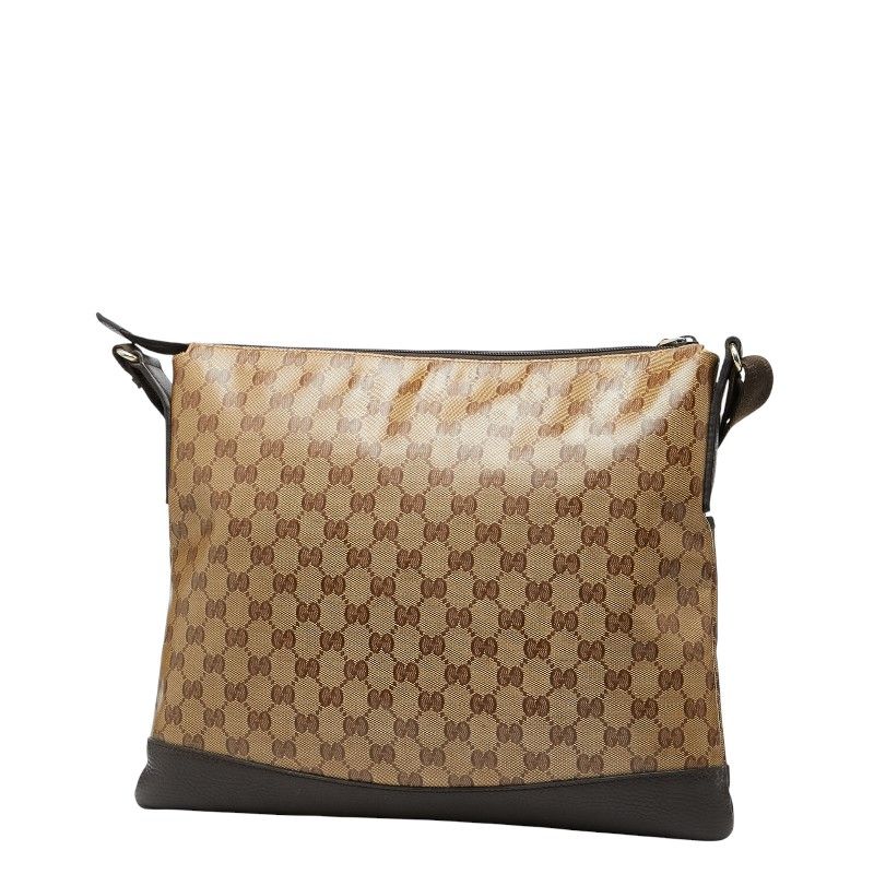 Gucci GG Crystal Crossbody Bag Beige Brown Leather