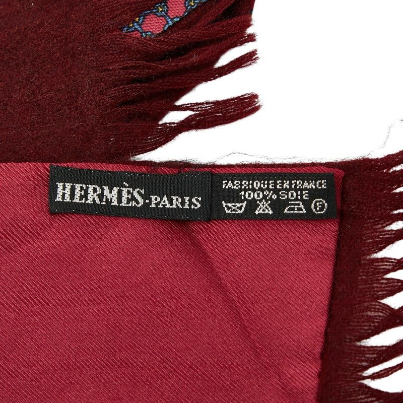 Hermes Double Face Bordeaux Wine Red Silk Cashmere — view 6