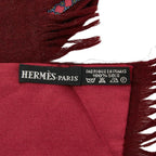 Hermes Double Face Bordeaux Wine Red Silk Cashmere — view 6