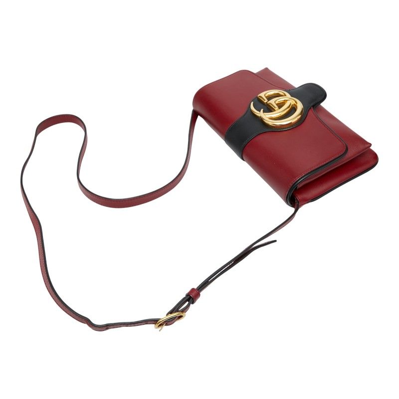 Gucci GG Marmont Ally Crossbody Bag Red Black Leather