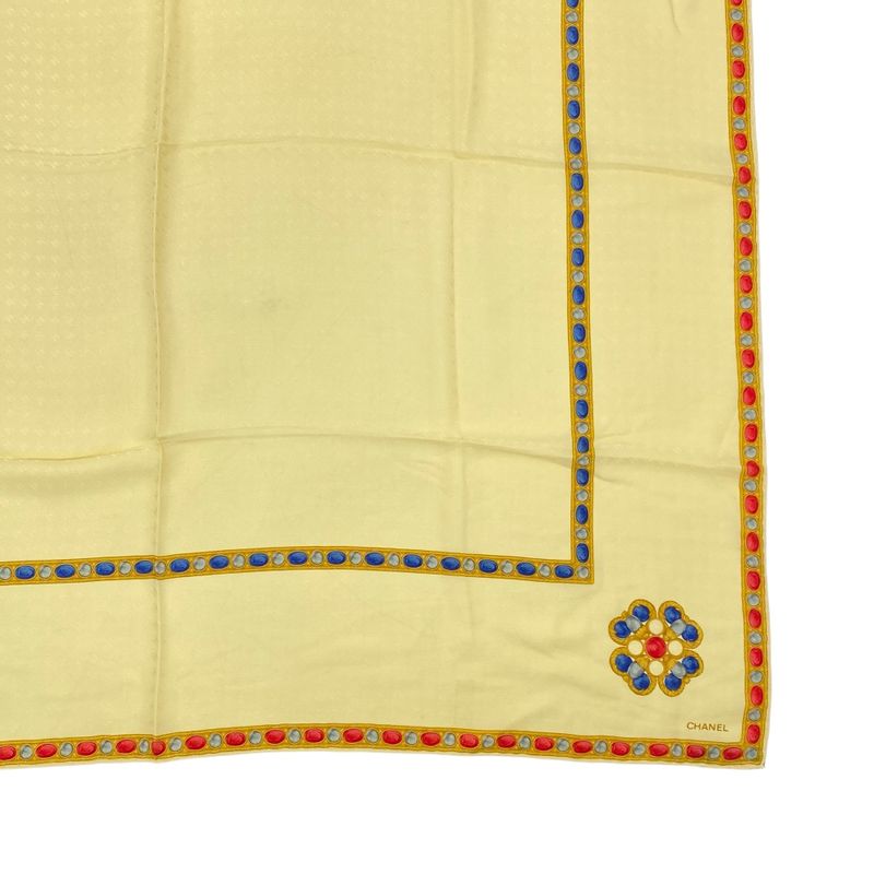 Chanel Scarf Large Silk Logo Coco Mark Yellow — view 5
