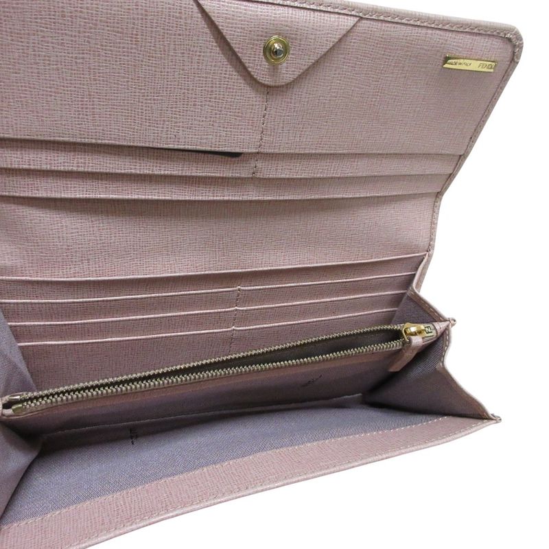 Fendi Leather Logo Plate Bifold Long Wallet 8 F09 Fondk Pink — view 8