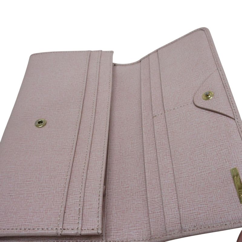 Fendi Leather Logo Plate Bifold Long Wallet 8 F09 Fondk Pink — view 9