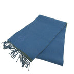 Loewe Anagram Embroidery Cashmere Blend Fringe Bicolor Muffler Khaki Blue Scarf — view 5