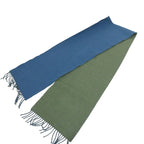 Loewe Anagram Embroidery Cashmere Blend Fringe Bicolor Muffler Khaki Blue Scarf — view 4