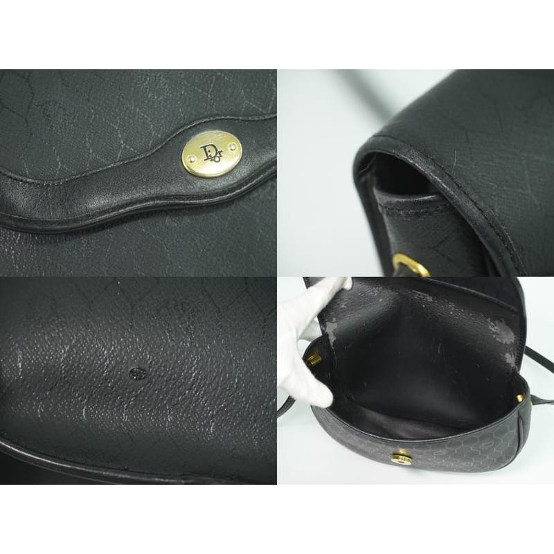 Christian Dior Honeycomb Pattern Shoulder Bag Pochette Black — view 9