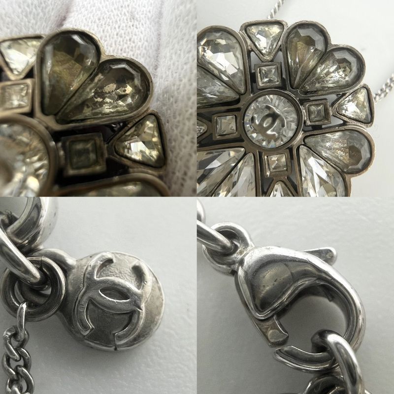 Chanel Necklace Chain Coco Mark Accessories Clover Rhinestone — view 7