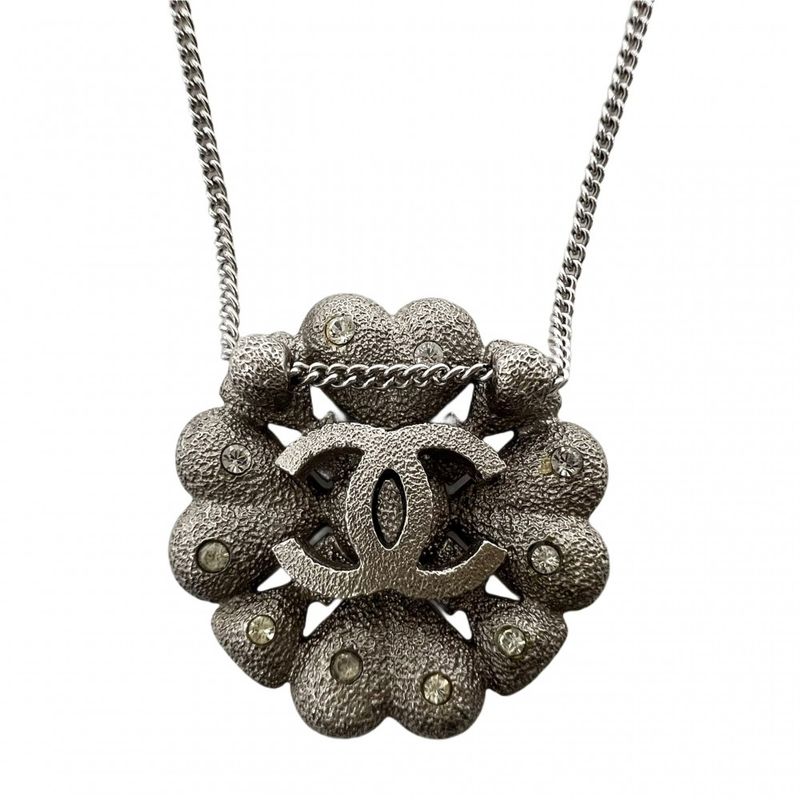 Chanel Necklace Chain Coco Mark Accessories Clover Rhinestone — view 3