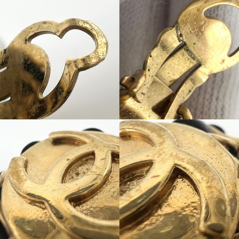 Chanel Earrings Coco Mark Swing Accessories Chain GP Leather 93 — view 6