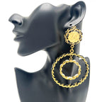 Chanel Earrings Coco Mark Swing Accessories Chain GP Leather 93 — view 3