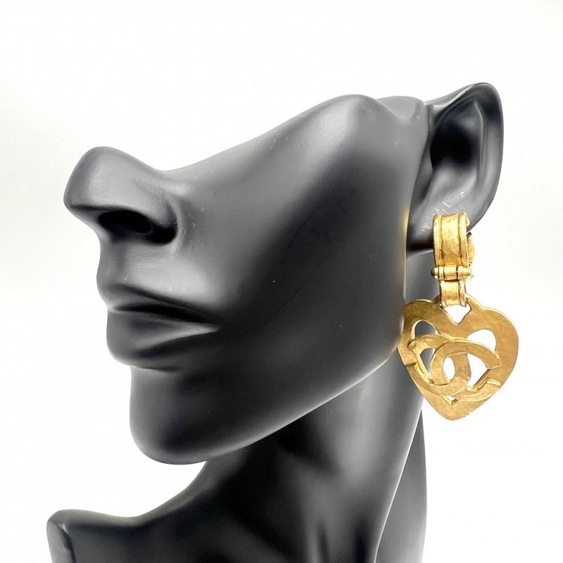 Chanel Earrings Vintage Accessories Coco Mark Heart GP 95 — view 3