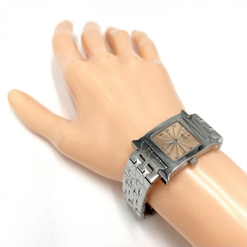 Hermes Watch H QZ Guilloche Dial Battery Operated SS — view 4