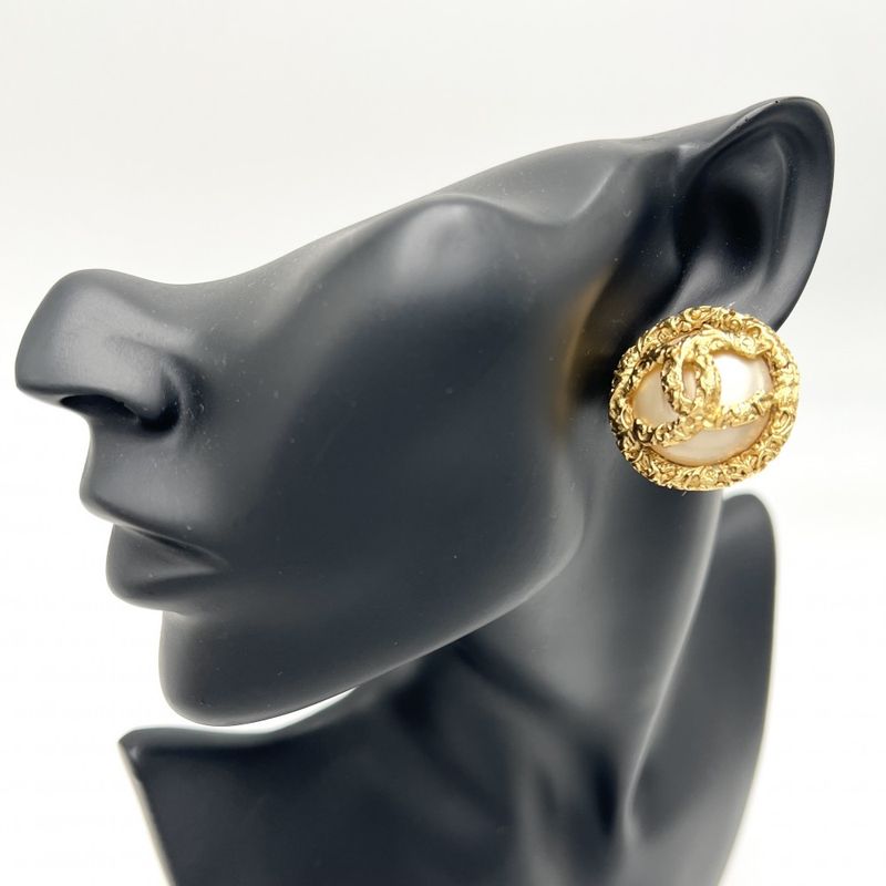 Chanel Earrings Round Accessories Vintage Coco Mark GP Faux — view 3