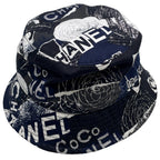 Chanel Hat Camellia CC Logo Cotton M Black White — view 6