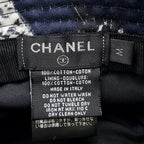 Chanel Hat Camellia CC Logo Cotton M Black White — view 7
