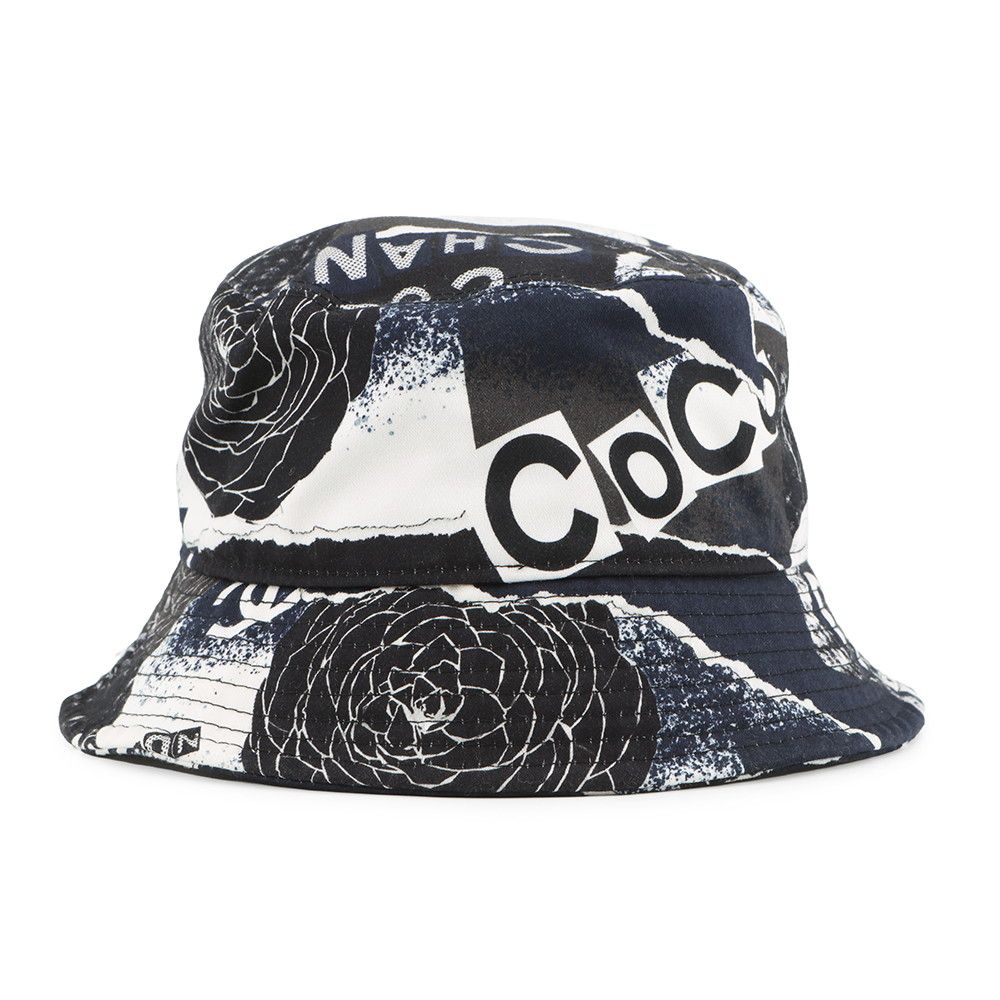 Chanel Hat Camellia CC Logo Cotton M Black White — view 3