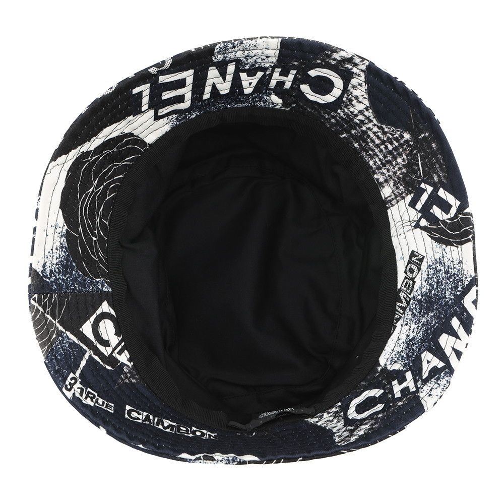 Chanel Hat Camellia CC Logo Cotton M Black White — view 5