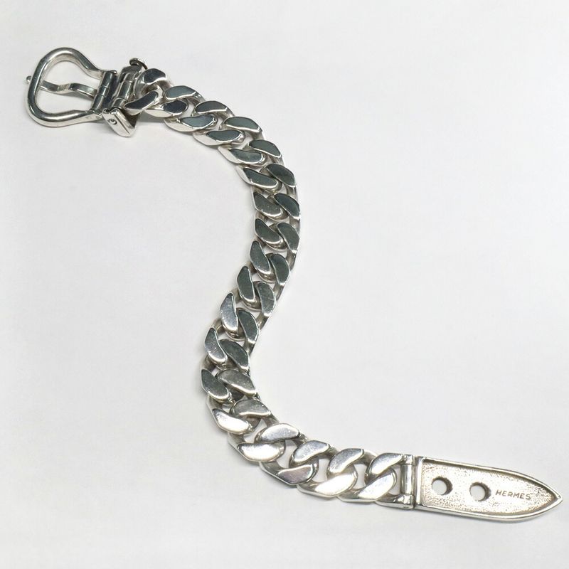 Hermes Bookle Serie MM AG 925 Silver Bracelet Accessories Men — view 4