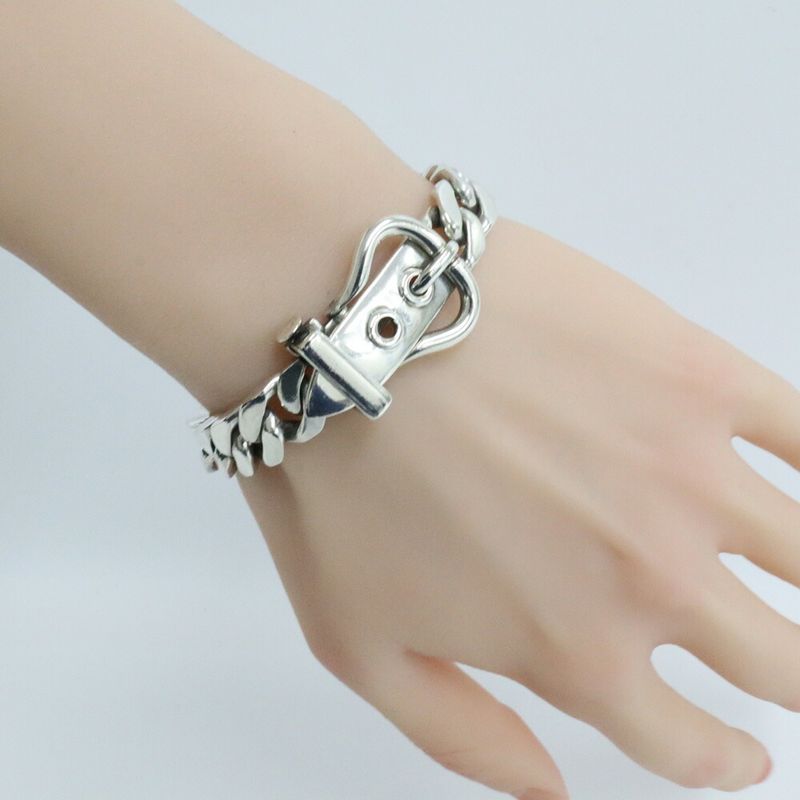 Hermes Bookle Serie MM AG 925 Silver Bracelet Accessories Men — view 5